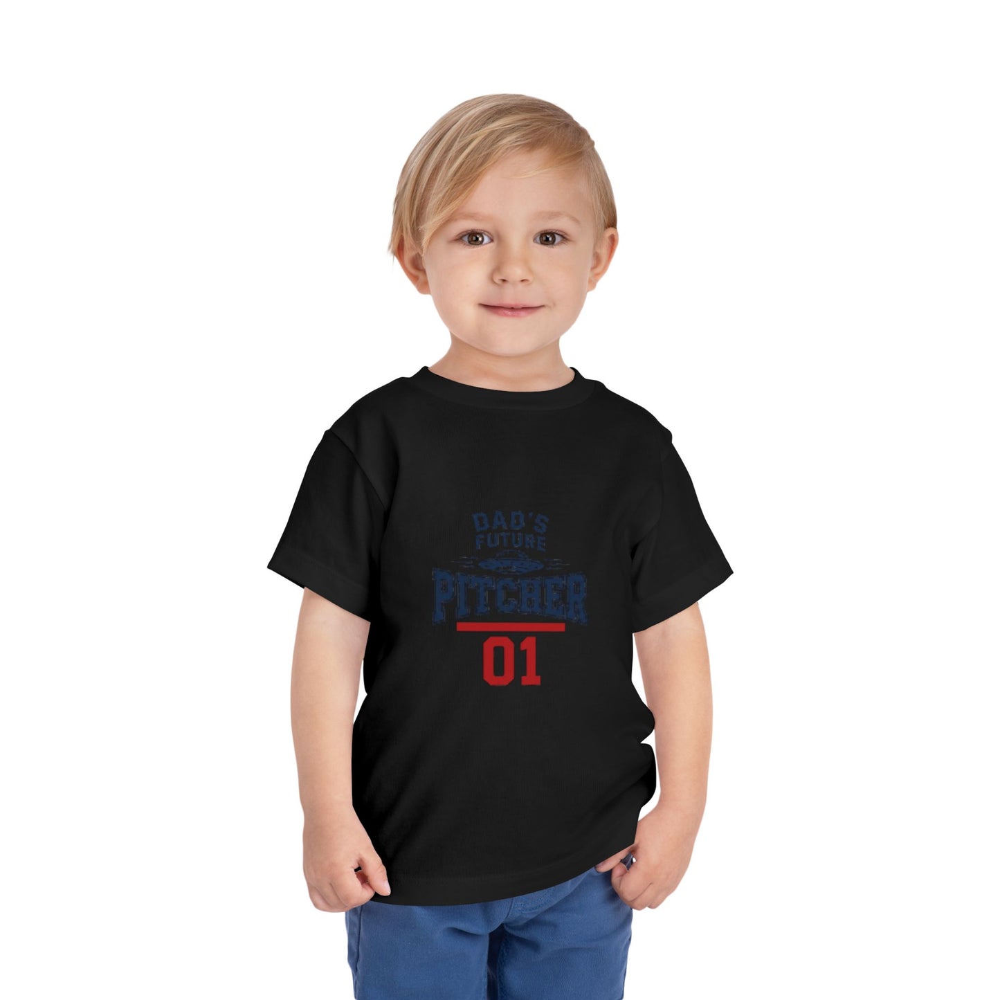 Toddler Tee — "Dad's Future Pitcher 01" Baseball Baby Shirt
