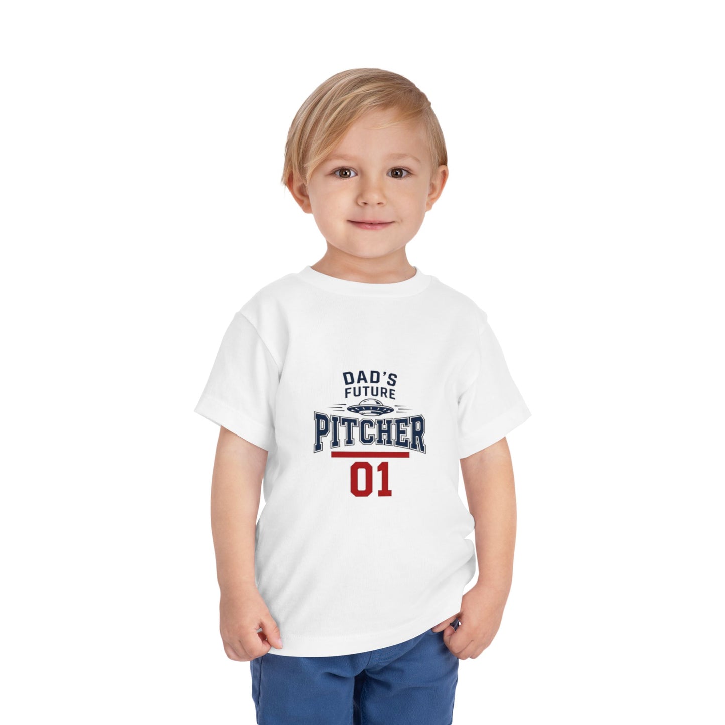 Toddler Tee — "Dad's Future Pitcher 01" Baseball Baby Shirt