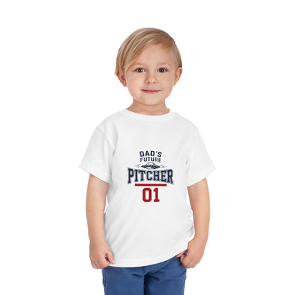 Toddler Tee — "Dad's Future Pitcher 01" Baseball Baby Shirt