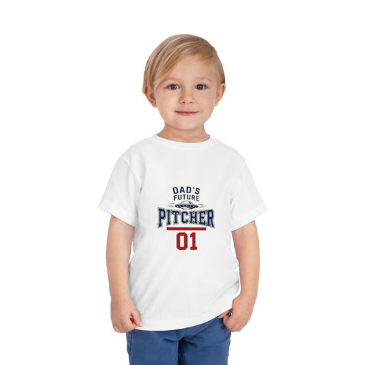 Toddler Tee — "Dad's Future Pitcher 01" Baseball Baby Shirt