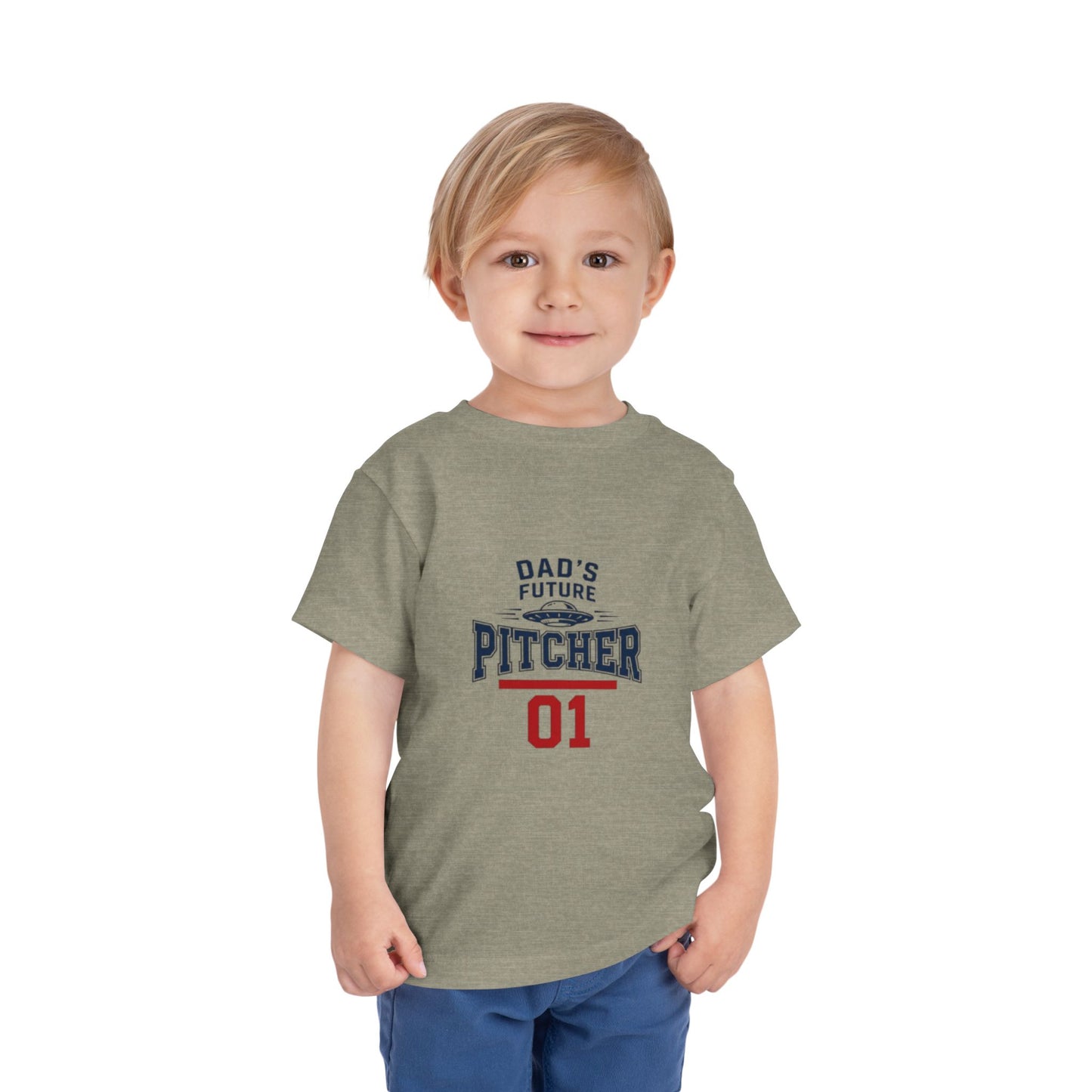Toddler Tee — "Dad's Future Pitcher 01" Baseball Baby Shirt
