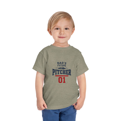 Toddler Tee — "Dad's Future Pitcher 01" Baseball Baby Shirt