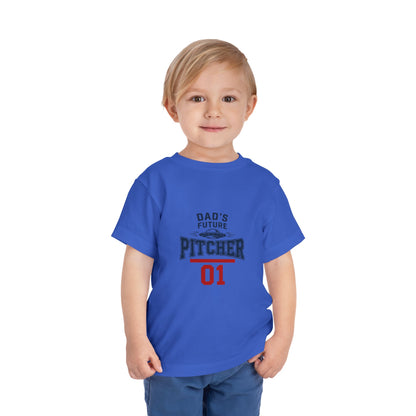 Toddler Tee — "Dad's Future Pitcher 01" Baseball Baby Shirt