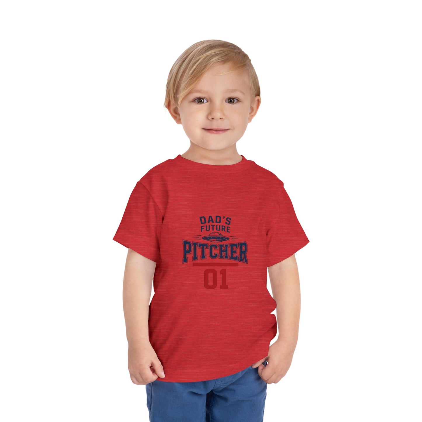 Toddler Tee — "Dad's Future Pitcher 01" Baseball Baby Shirt