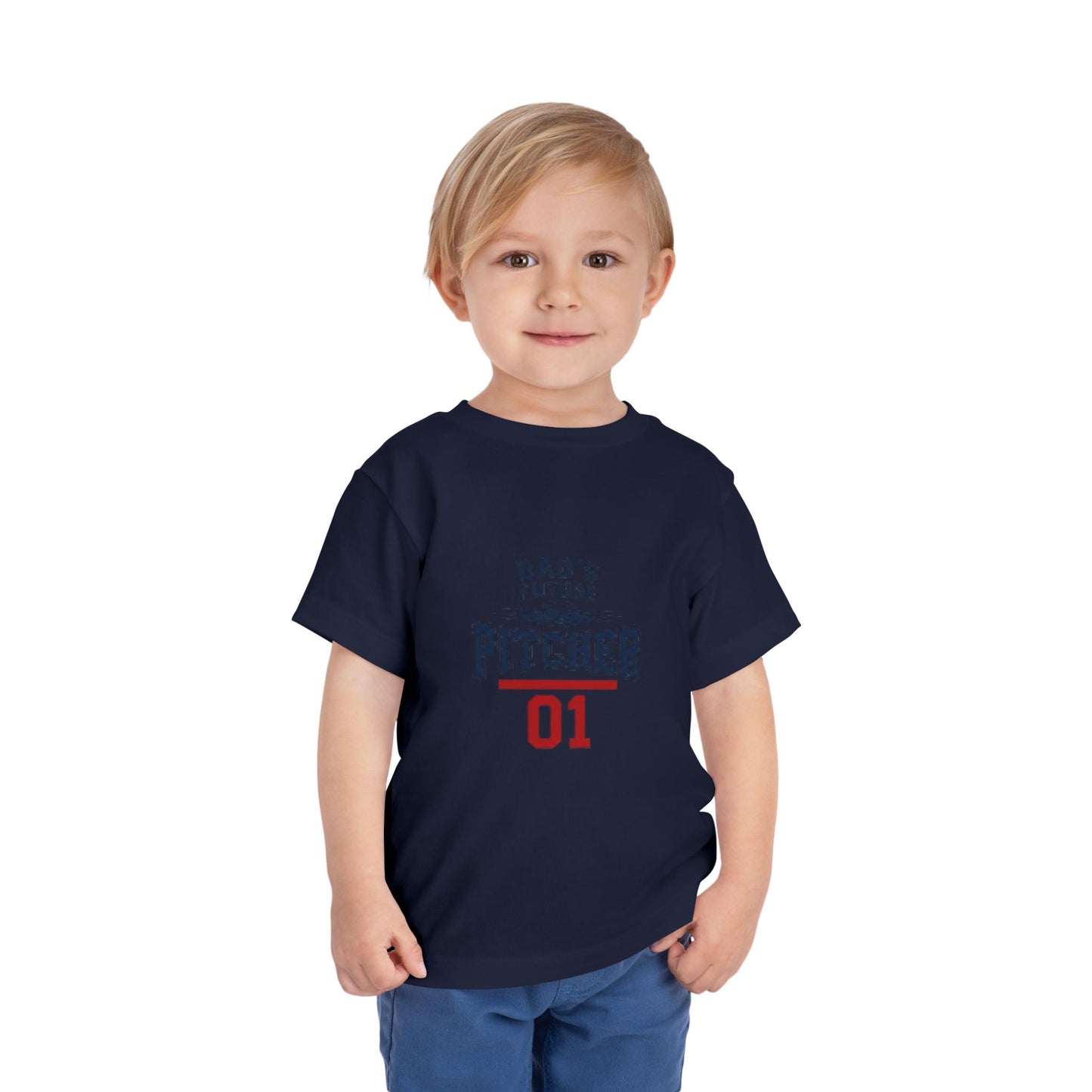 Toddler Tee — "Dad's Future Pitcher 01" Baseball Baby Shirt