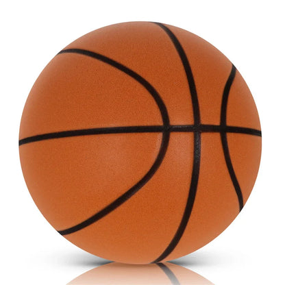 Silent Indoor Basketball Size 7 (24 cm / 9.45 in) Mute PU Foam Ball with Groove Lines High-Elastic