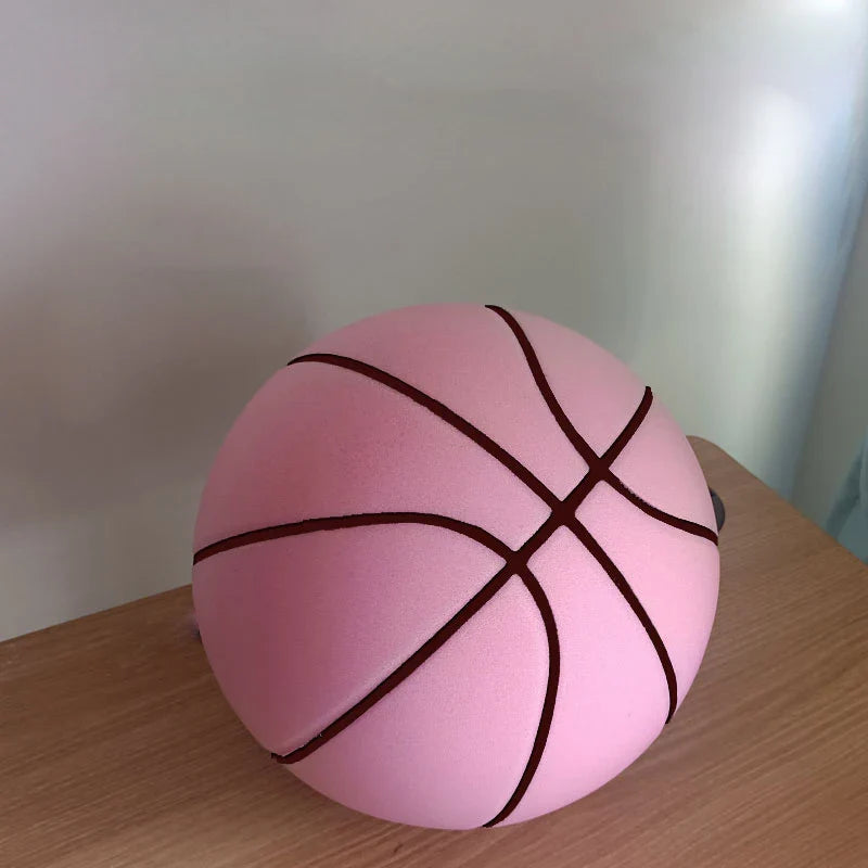 Silent Indoor Basketball Size 7 (24 cm / 9.45 in) Mute PU Foam Ball with Groove Lines High-Elastic
