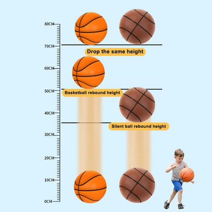 Silent Indoor Basketball Size 7 (24 cm / 9.45 in) Mute PU Foam Ball with Groove Lines High-Elastic