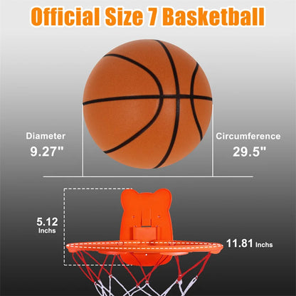 Silent Indoor Basketball Size 7 (24 cm / 9.45 in) Mute PU Foam Ball with Groove Lines High-Elastic